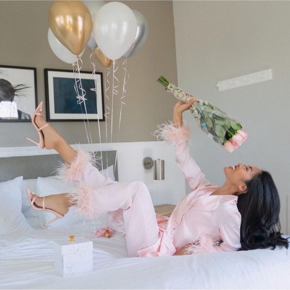 NADINE MERABI BABY PINK SILK 2 PIECE OUTFIT - Picture 6 of 9